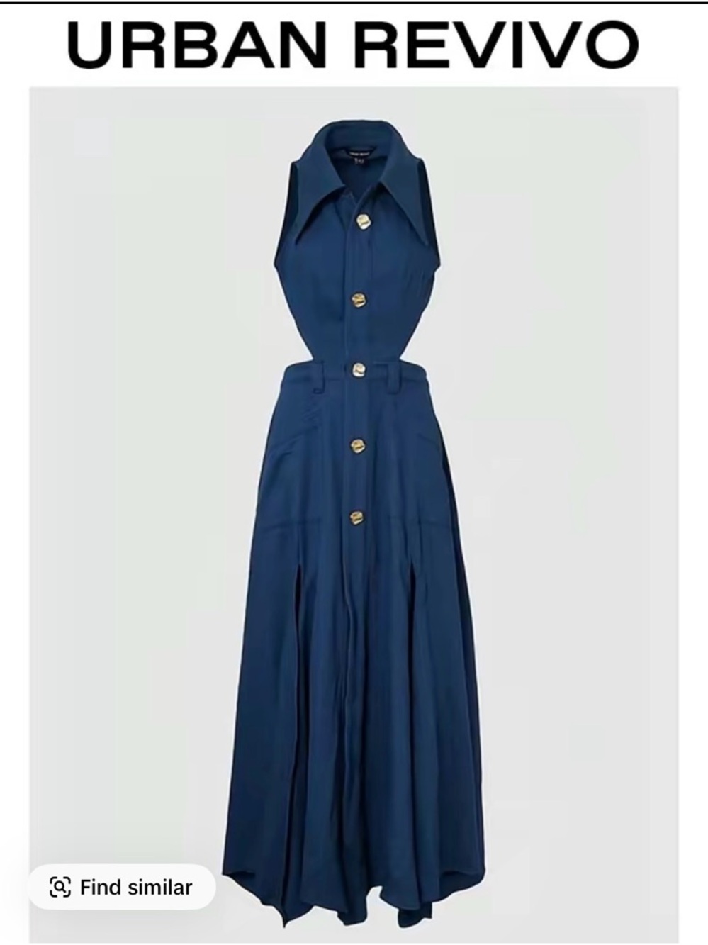 Urban Revivo Navy Sleeveless Button-Front Maxi Dress size L